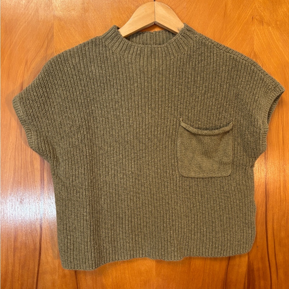 Olive Green Knit Sweater Top